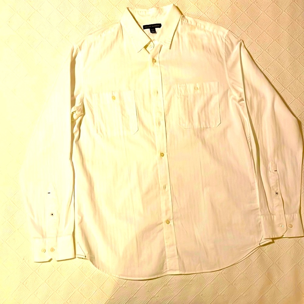 BANANA REPUBLIC SHIRT, OFF WHITE, 16-16 1/2 Lg.Two pocket